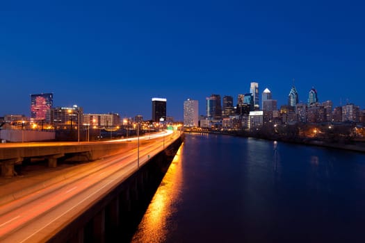 Beautiful skyline of Philadelphia by night