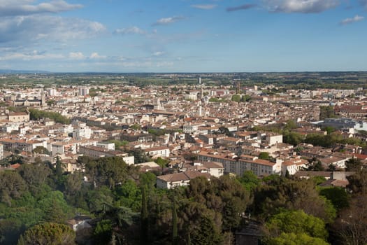 Beautiful Aerial view of the city of nimes in France