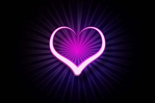 Painted light heart on retro background
