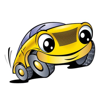 The cartoon car with smile