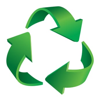 Triangular recycling symbol. Illustration on white background.