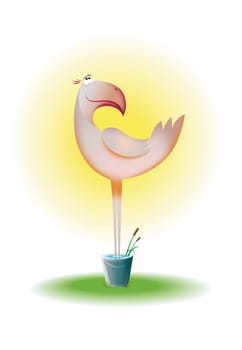 A illustration of pink flamingo bird on white background