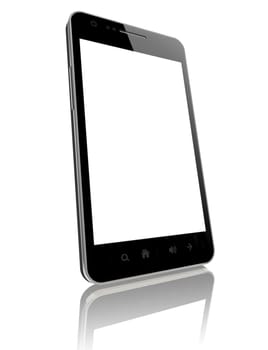Modern smart phone with blank screen isolated on white. Include clipping path for phone and screen.