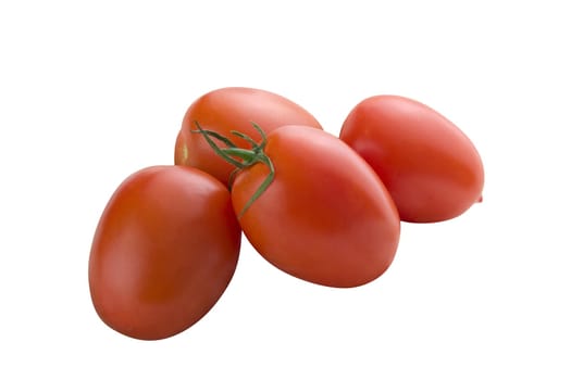 Bunch of tomatoes on white background.