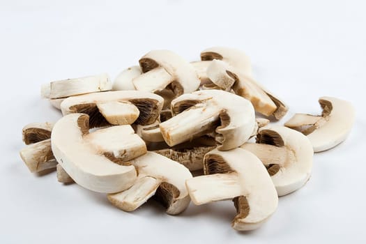 Close-up of fresh mushrooms (champignon) slices