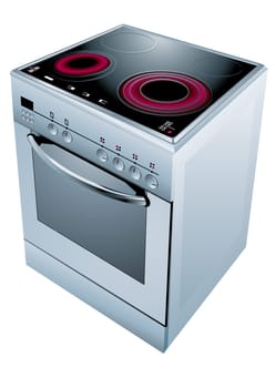 Electric cooker oven. Vector illustration.