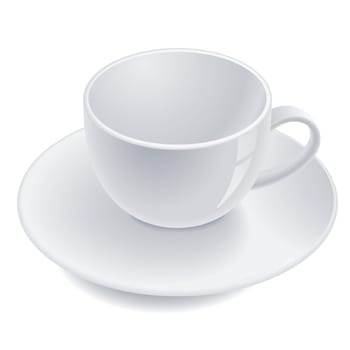 Empty teacup on saucer. Vector illustration