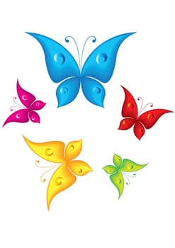 Set of different cartoon butterflies