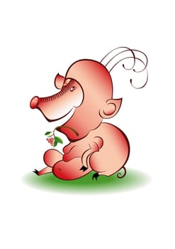 Cartoon pig. Color  illustration on white background