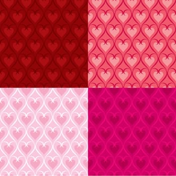 Vector set of Valentine heart patterns