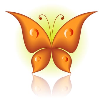 Vector illustration of orange icon simply butterfly