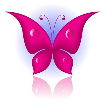 Vector illustration of magenta icon simply butterfly
