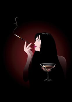 Glamour party girl. Vector illustration on black background