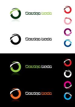 Abstract design element. Rings. On white and black background