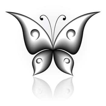 Vector illustration of black icon simply butterfly