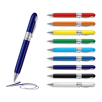 Vector illustration of set colorfull pens