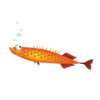 Vector illustration of small fish on white background