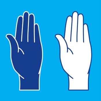 Illustration of palms on blue background.