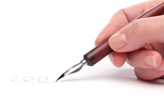Hand writing with a nib
