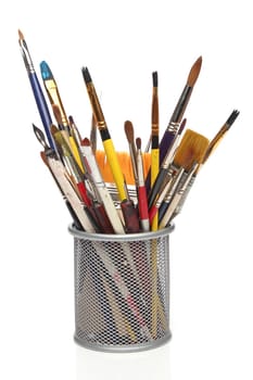 Group of brushes over white