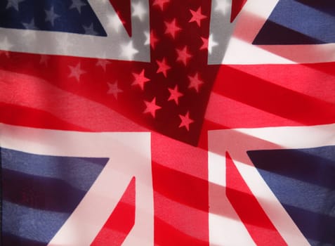 backlit flags of two countries