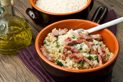 risotto with mushrooms and bacon
