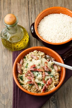 risotto with  mushrooms and bacon
