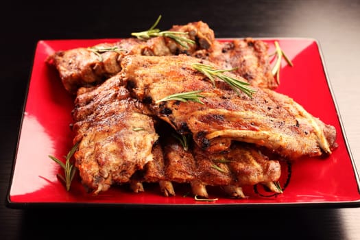 Freshly grilled BBQ spare ribs
