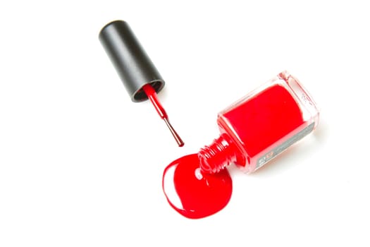red nail polish with flower