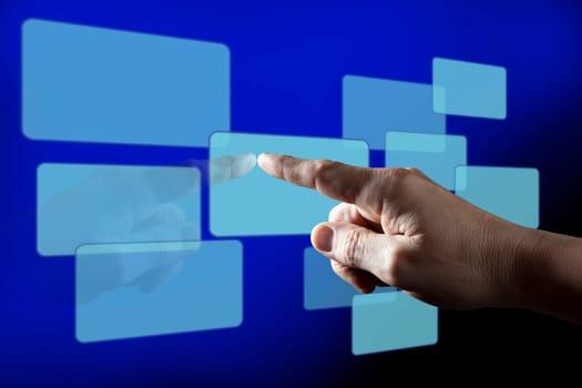 Finger Touching  Blue Digital Touch Screen