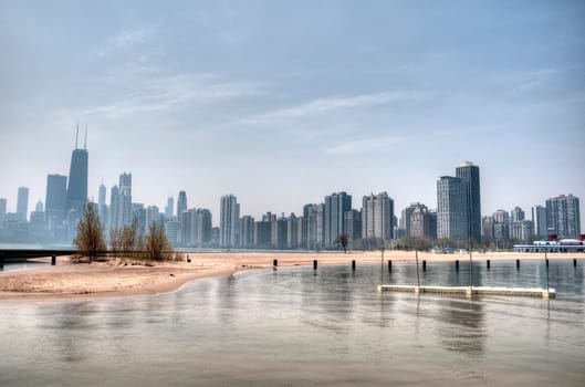 HDR of Chicago with Fog
