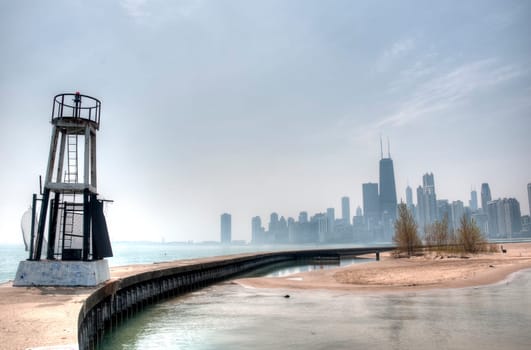 HDR of Chicago with Fog