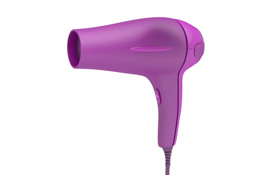 Purple hair dryer isolated on white
