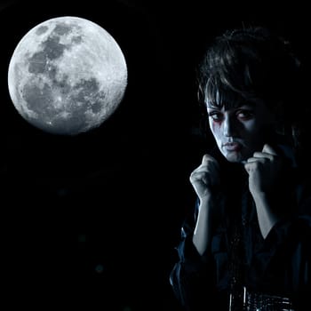 Woman as a vampire. Halloween face art