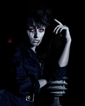 Woman as a vampire. Halloween face art