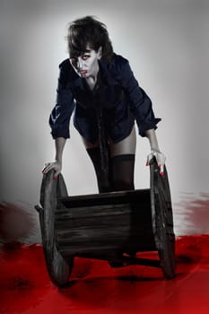 Woman as a vampire. Halloween face art