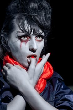 Woman as a vampire. Halloween face art