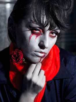 Woman as a vampire. Halloween face art