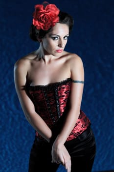 High contrast image of beautiful attractive woman