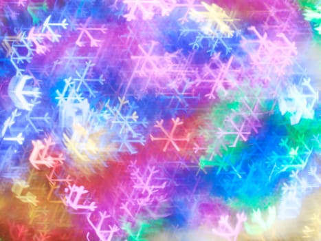 Colorful Christmas background with colorful snow flakes