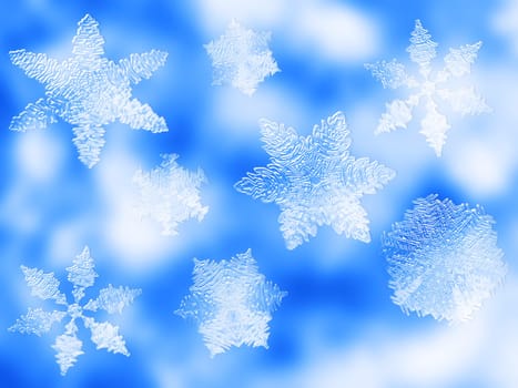 Colorful Christmas background with colorful snow flakes