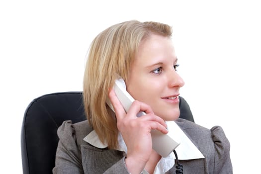 Young woman thinking on the phone