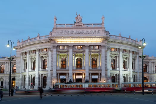 Burgtheater Vienna,evening shot,historic building on the Ringstrasse