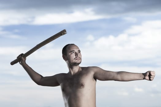 High contrast image of a man fighter