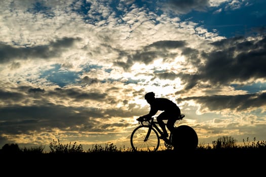 Silhouette of a cyclist