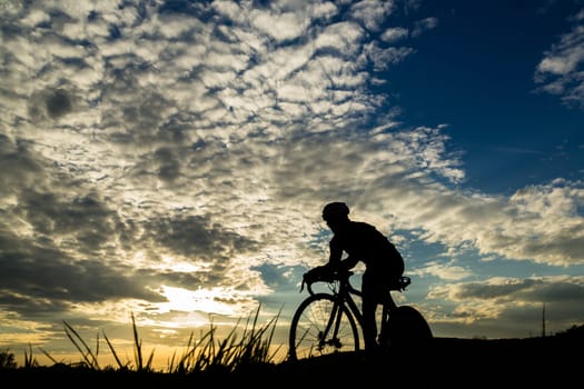 Silhouette of a cyclist