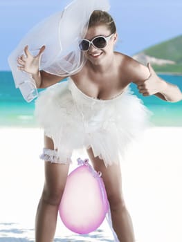 Beautiful young  bride on the tropical beach