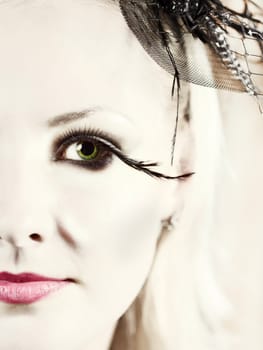 High key portrait of young fashion woman