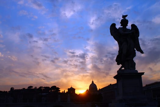 A coloured shot of sunset in Rome