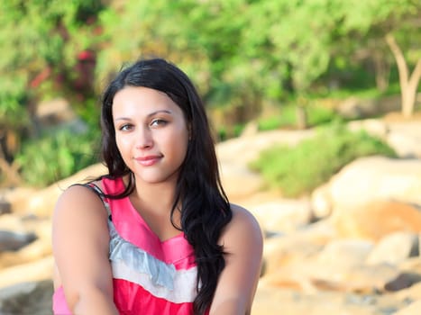 Outdoor portrait of a young beautiful woman
